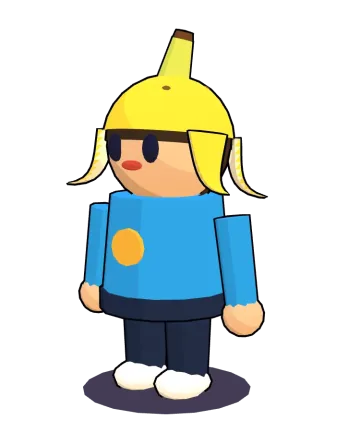 Banana peel hat on a character