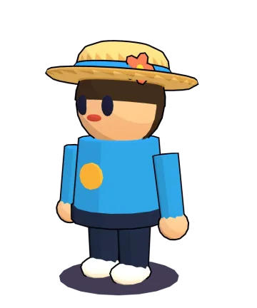 Straw sun hat on a character